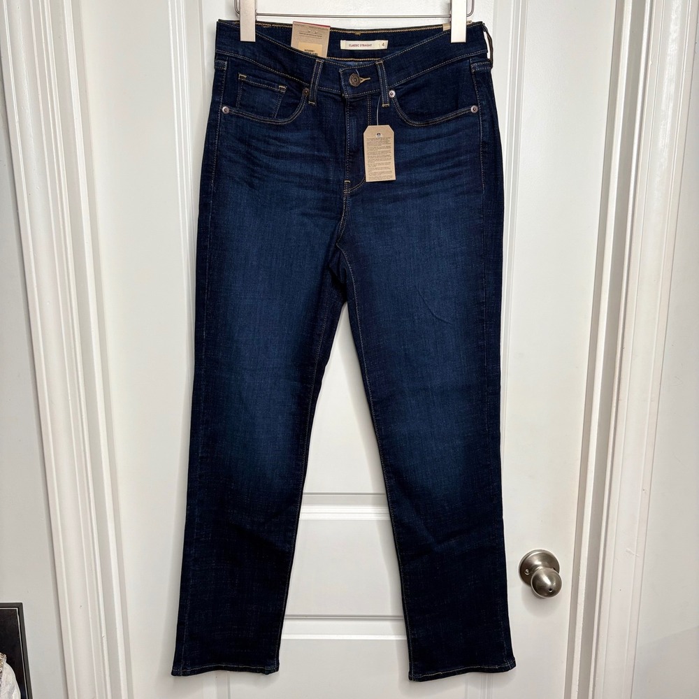 Levis Classic Straight Jeans Dark Indigo Mid Rise Stellar Stretch 4M W27 L30